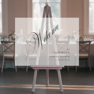 Modern Frosted Bridal Shower Welcome Acrylic Sign