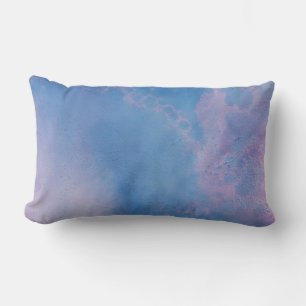 *~* Modern Frothy Blue Magenta Abstract Watercolor Lumbar Cushion
