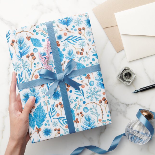 Modern Frozen Blue Christmas Gift Wrapping Paper (Gifting)