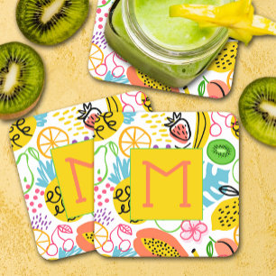 Modern Fruit Pattern Square Paper Coaster