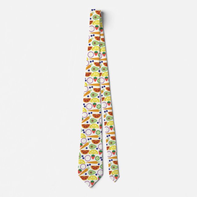 Modern Fruits and Vegetables Pattern Tie (Front)