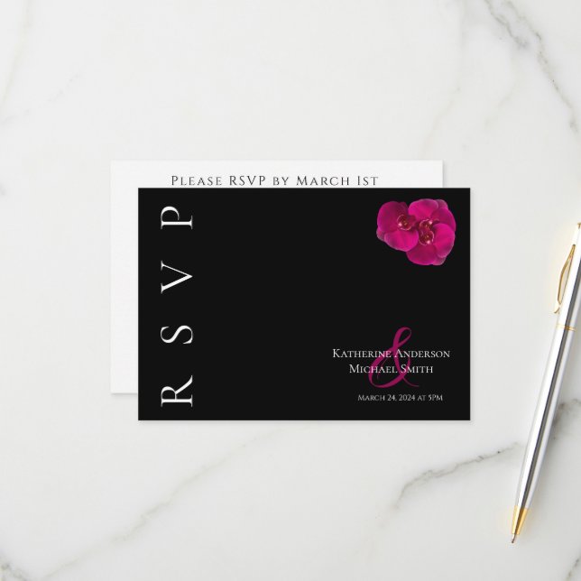 Modern Fuchsia Orchids RSVP Card