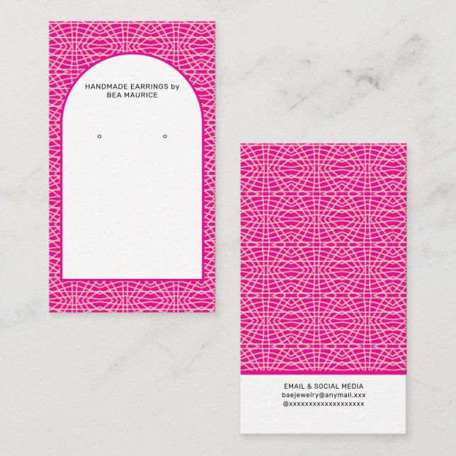 Modern Fuchsia Pink Earring Display Holder Card (Front/Back)