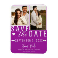 Modern Fuchsia Save the Date 2 Photo Wedding
