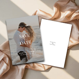 Modern Full Bleed Beach Photo Destination Wedding Save The Date