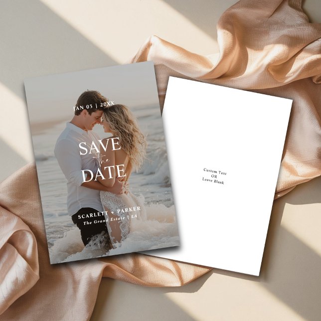 Modern Full Bleed Beach Photo Destination Wedding Save The Date (Creator Uploaded)
