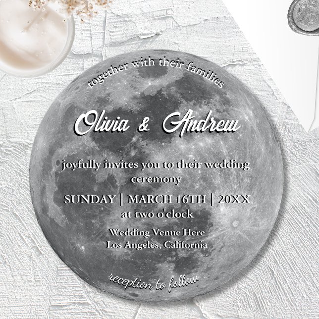 Modern Full Moon Weeding  Invitation (Creator Uploaded)