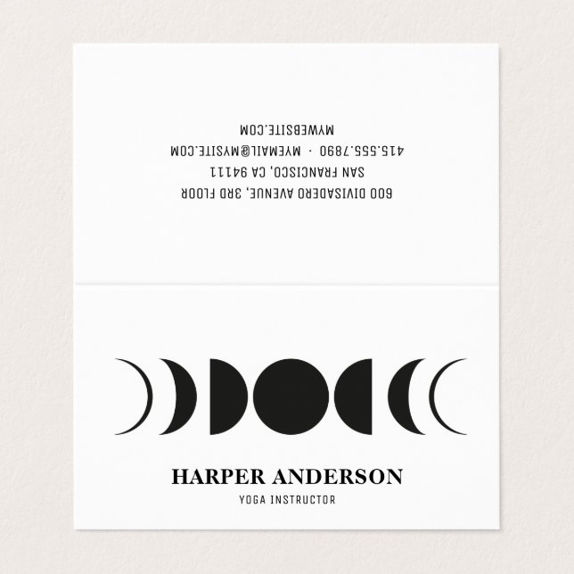 Modern Full Moon Yoga Instructor Professional  Business Card (Outside Unfolded)