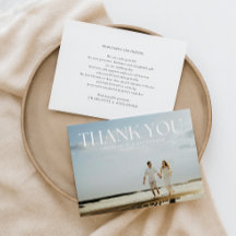 Modern Full Photo Bold Wedding Thank You Card