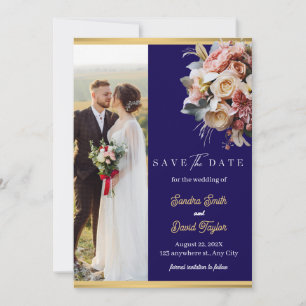 Modern Full Photo Double-Sided Save The Date Card