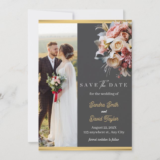 Modern Full Photo Double-Sided Save The Date Card (Front)