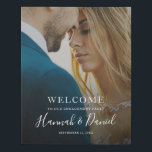 Modern Full Photo Engagement Party Welcome  Faux Canvas Print<br><div class="desc">This simply chic engagement party welcome sign features your favourite photo and white text,  including your first names in a lively whimsical script. You can change the font and the wording to suit your style.</div>