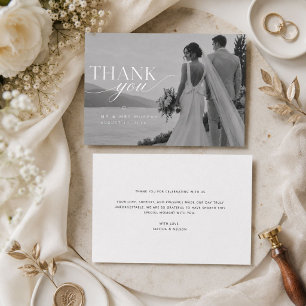 Modern Full Photo Landscape Wedding Thank You Card