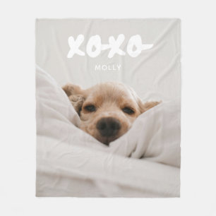 Modern Full Photo Pet Name XOXO Fleece Blanket