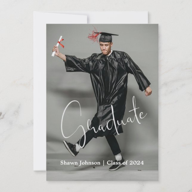 Modern Full Photo Script Graduation Announcement (Front)