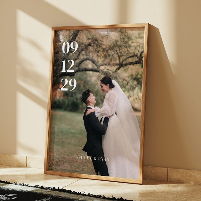 Modern Full Photo Wedding Date Custom Poster (Creator Uploaded)