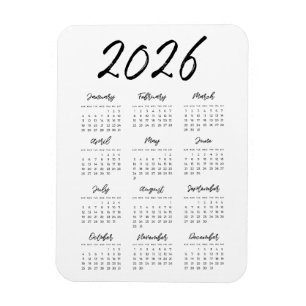 Modern full year 2025 calendar magnet