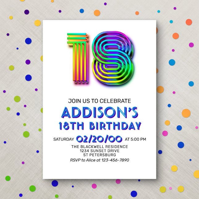 Modern Fun 18th Birthday Invitation (Creator Uploaded)
