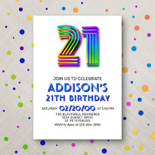 Modern Fun 21th Birthday Invitation