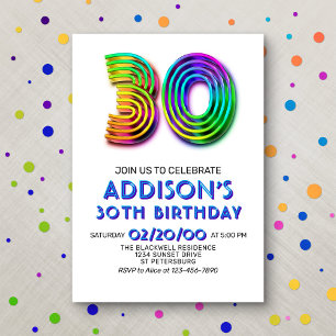 Modern Fun 30th Birthday Invitation