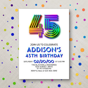 Modern Fun 45th Birthday Invitation