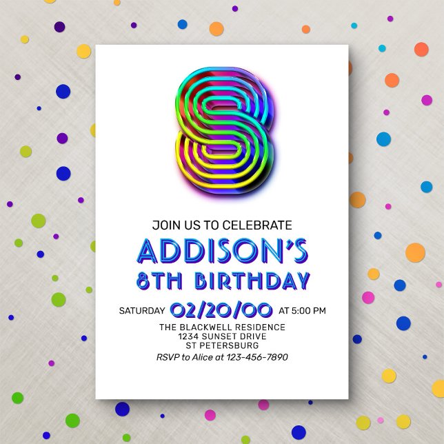 Modern Fun 8th Birthday Invitation (Creator Uploaded)
