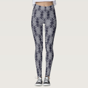 Modern Fun Abstract Black White Geometric Firework Leggings