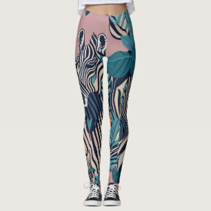 Modern Fun Abstract Black Zebra Stripes Wild Safar Leggings