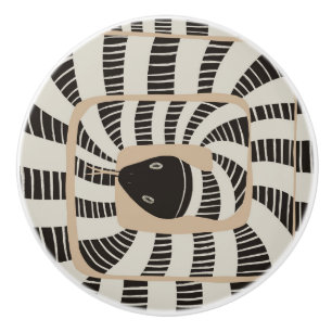 Modern Fun Abstract Striped Snake Snake Lovers Ceramic Knob