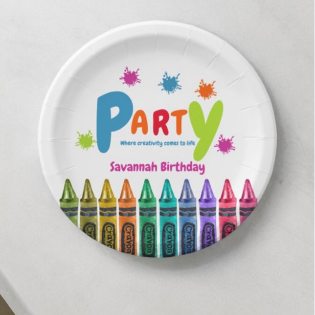 modern fun Art  birthday party childrens  Paper Plate (kids art party paper plates 
)