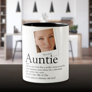 Modern Fun Aunt Auntie Definition Photo Two-Tone Coffee Mug
