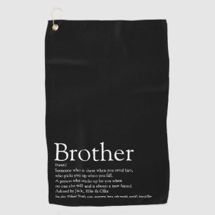 Modern Fun Black Cool Best Ever Brother Definition Golf Towel