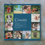 Modern Fun Blue 12 Photo Collage Cousin Definition Faux Canvas Print<br><div class="desc">Personalize with his 12 favorite photos and personalized text for your special,  favorite Cousin to create a unique gift. A perfect way to show him how amazing he is every day. You can even customize the background to their favorite color. Designed by Thisisnotme©</div>