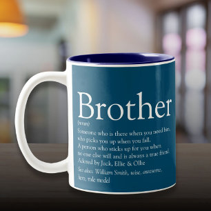 Modern Fun Blue Cool Best Brother Definition  Two-Tone Coffee Mug