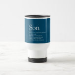 Modern Fun Blue Cool Best Ever Son Quote Travel Mug<br><div class="desc">Personalise for your special son to create a unique gift. A perfect way to show him how amazing he is every day. You can even customise the background to their favourite colour. Designed by Thisisnotme©</div>