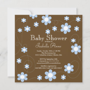 Modern & Fun blue Flowers Floral Baby Shower Invitation