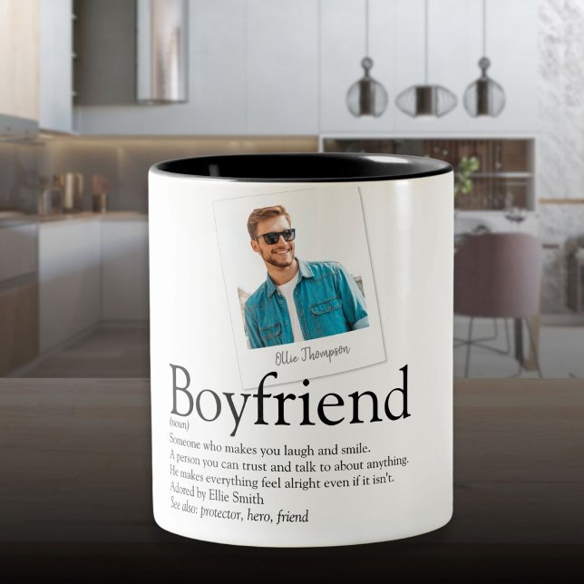 Modern Fun Boyfriend Definition Photo Two-Tone Coffee Mug (Modern Fun Boyfriend Definition Photo Two-Tone Coffee Mug)