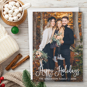 Modern Fun Calligraphy Family Photo  Holiday Card