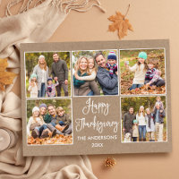 Modern Fun Calligraphy Kraft 5 Photo Thanksgiving
