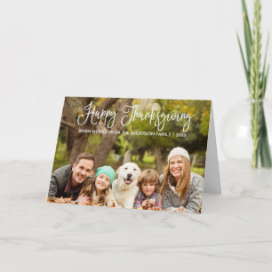 Modern Fun Calligraphy Thanksgiving Photo Fold Holiday Card