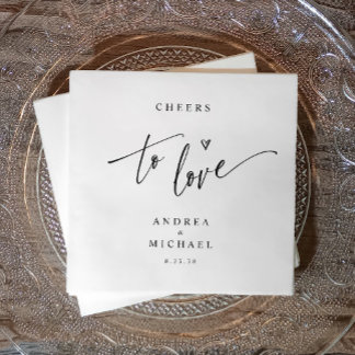 Modern Fun Casual Cheers to Love Wedding Cocktail Napkin