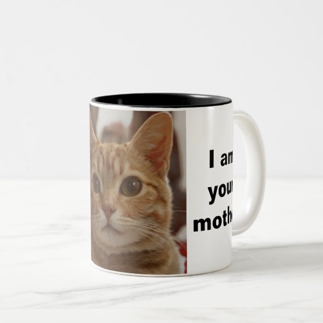 Modern fun cat mum photo collage quote Two-Tone coffee mug (Front Right)