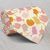 Modern Fun Cat Pattern Pink Orange