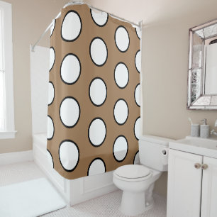 Modern fun Chic Mocha Brown Bold White Dots Shower Curtain