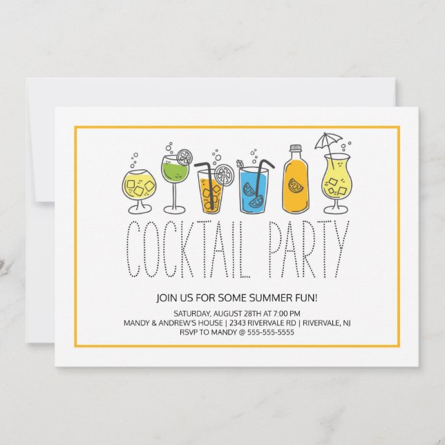 Modern Fun Cocktail Party Invitation (Front)