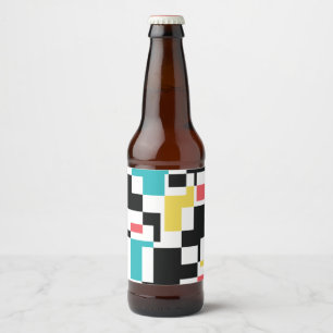 Modern, fun, colorful geometric graphic design beer bottle label