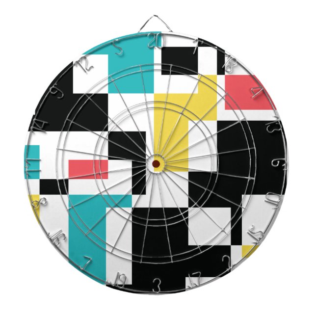 Modern, fun, colorful geometric graphic design dartboard (Front)