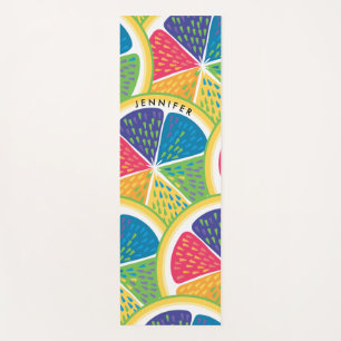 Modern Fun Colourful Citrus Orange Fruits Pattern Yoga Mat