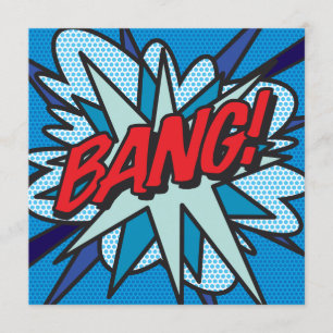 Modern Fun Colourful Comic Book Bang Invitation