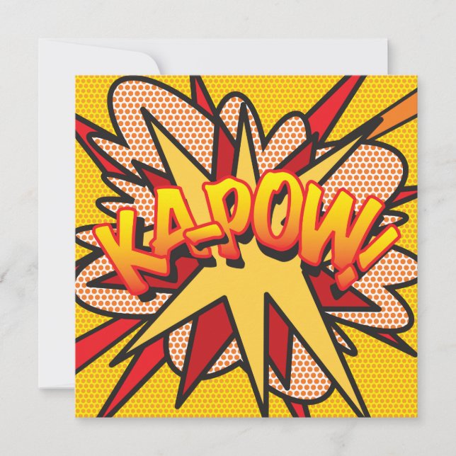 Modern Fun Colourful Comic Book KAPOW Invitation (Front)